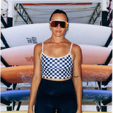 Cropped Tankini Surf Top - B+W Checkers