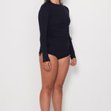 Ruched Rashguard - Black Rib