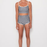 Cropped Tankini Surf Top - B+W Checkers