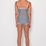 Cropped Tankini Surf Top - B+W Checkers